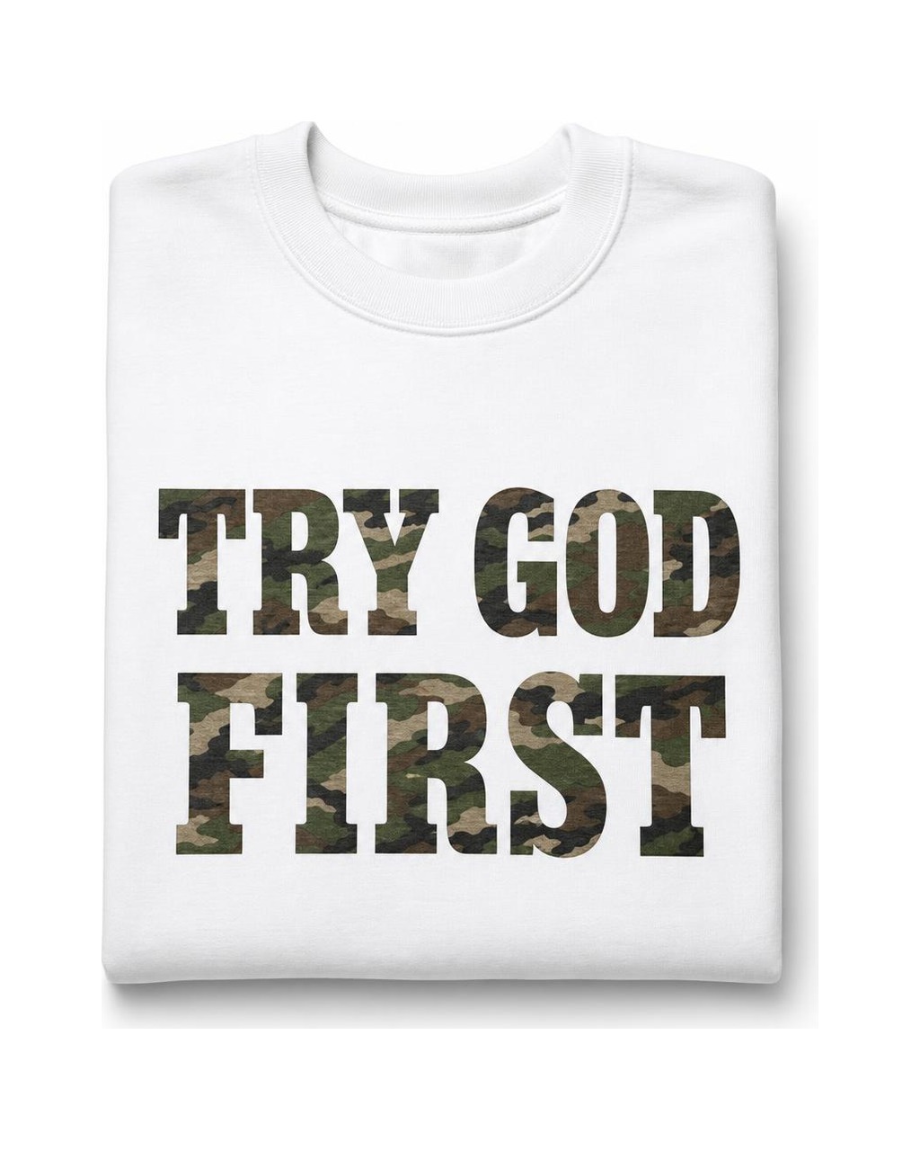 Try God First Camo Crewneck